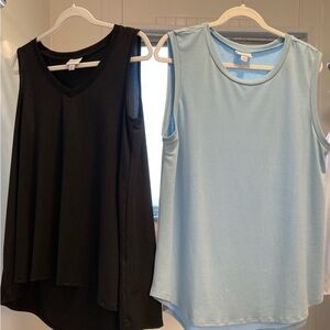 Black and Blue Sleeveless Tops